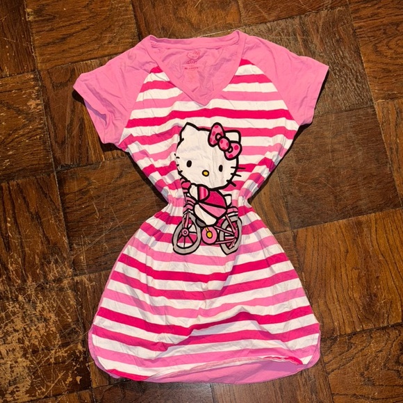 Pink and White Striped Hello Kitty Dress/shirt - Picture 1 of 8
